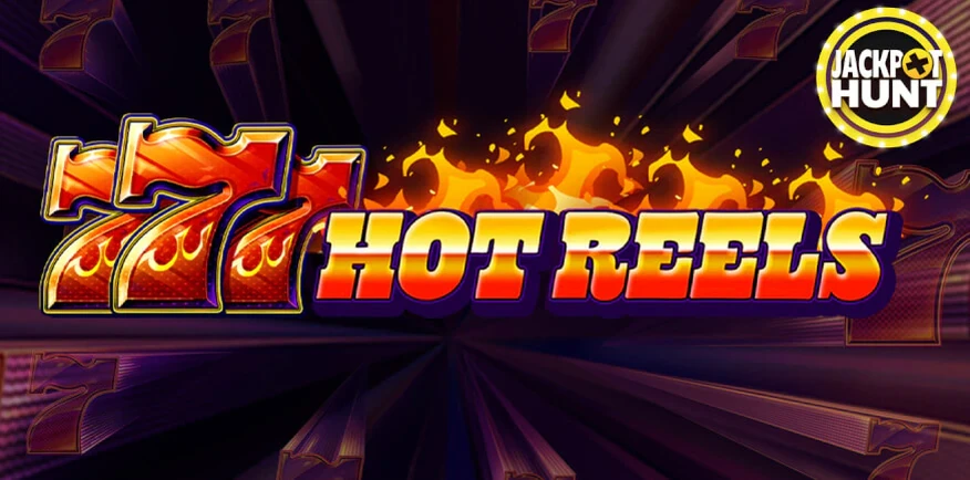 Game banner reading 777 Hot Reels with blazing sevens over a jackpot wheel
