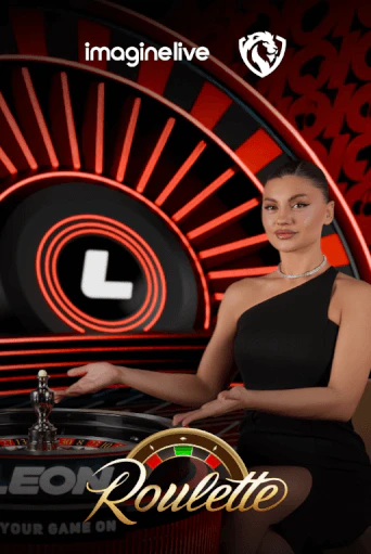 LEON Roulette live table with a dealer beside a red neon wheel