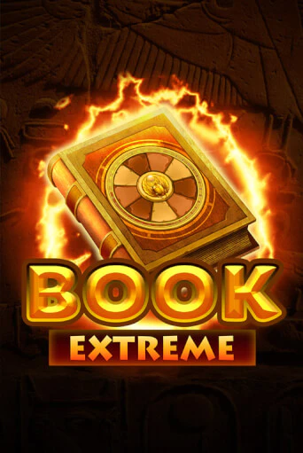 Book Extreme pokie tile: a glowing golden book ringed by flames