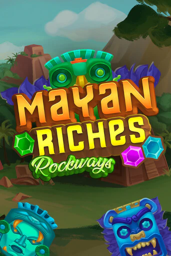 Mayan Riches Rockways pokie tile with a Mayan stone temple