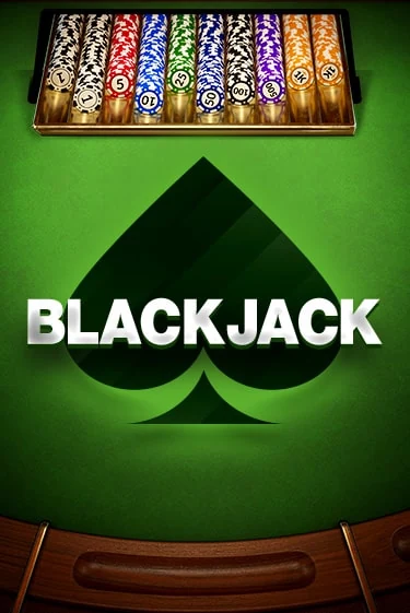 Blackjack table game tile: a green baize with a spade emblem and chip tray